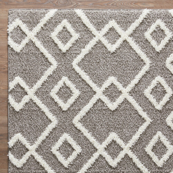 Natco Loomaknoti Vemoa Adeta Gray/Cream 4 ft. x 6 ft. Geometric Polyester Area Rug (New)