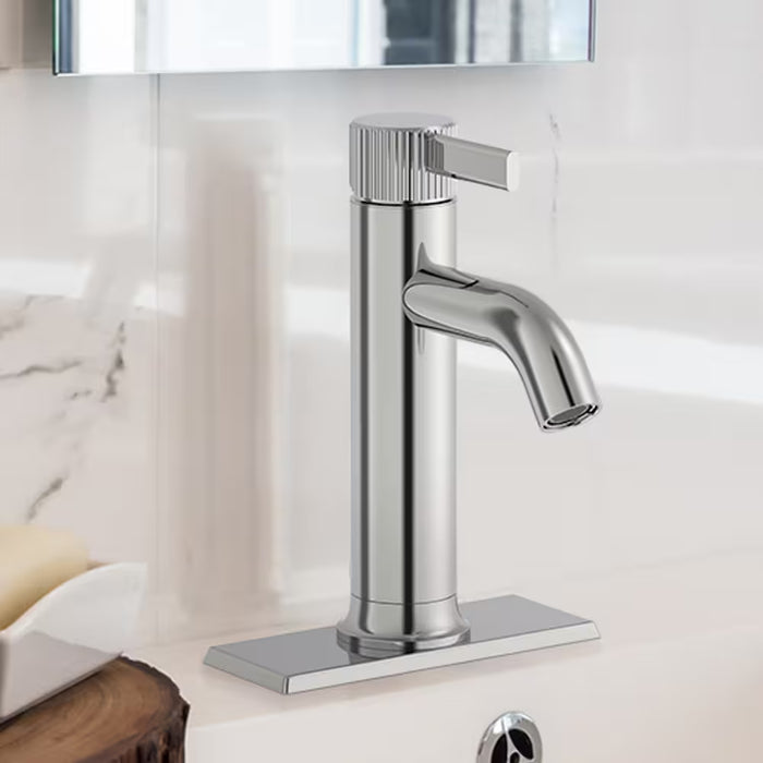 Ryden Single Handle Bathroom Sink Faucet Push Drain Kit in Chrome (NEW)