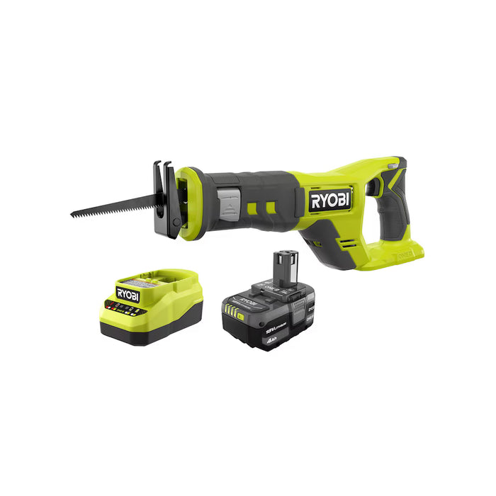 RYOBI 18V ONE+ Lithium-Ion Cordless Reciprocating Saw Kit with 4.0 Ah Battery and Charger (Used))