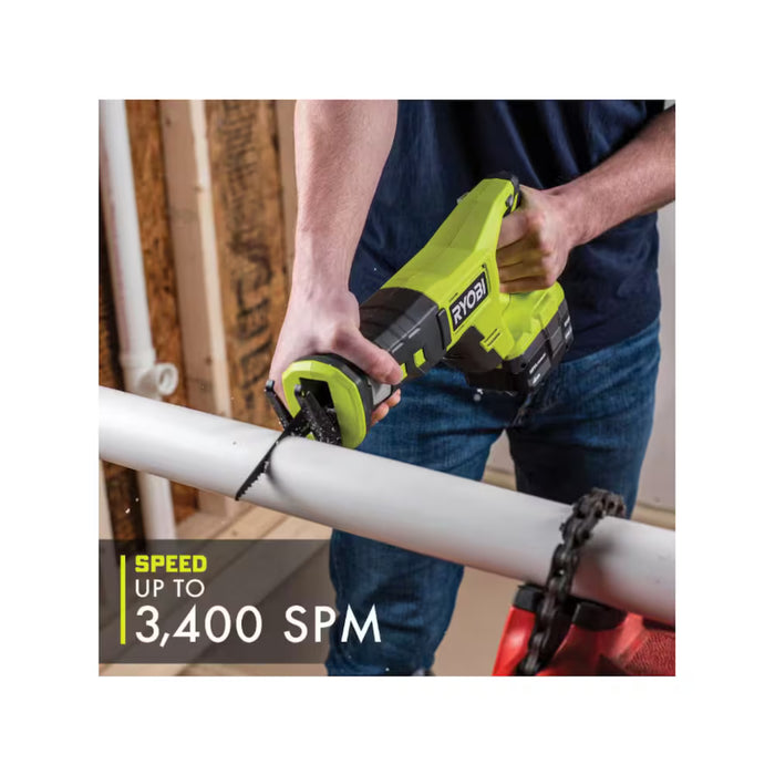 RYOBI 18V ONE+ Lithium-Ion Cordless Reciprocating Saw Kit with 4.0 Ah Battery and Charger (Used))