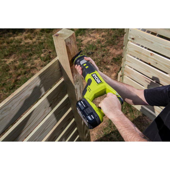 RYOBI 18V ONE+ Lithium-Ion Cordless Reciprocating Saw Kit with 4.0 Ah Battery and Charger (Used))