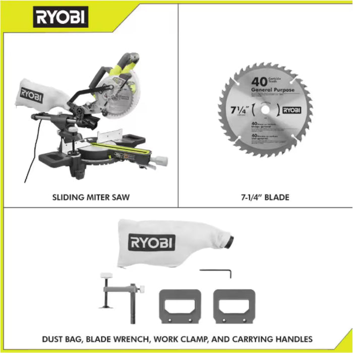 RYOBI 10 Amp Corded 7-1/4 in. Compound Sliding Miter Saw (Used)
