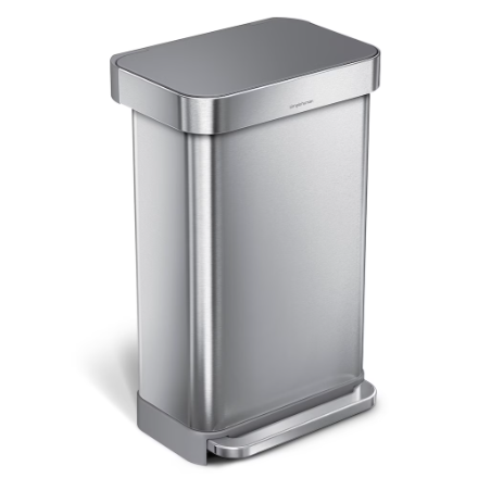 Simplehuman 45 Liter Rectangular Kitchen Step Trash Can, Brushed Stainless Steel with Plastic Lid (Used - Like New)