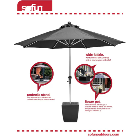 sofun 60 lb. (when filled) Plastic Patio Umbrella Stand, Black (New)