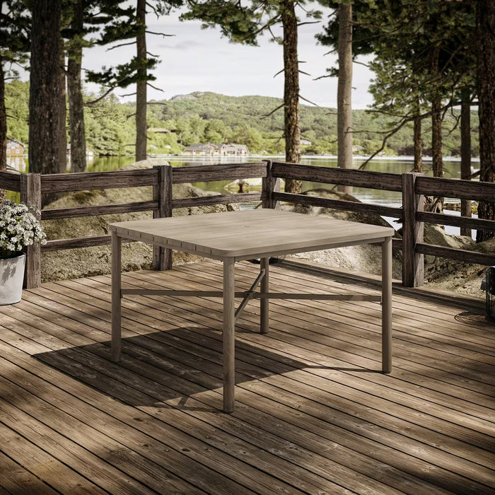 StyleWell 42 in. x 42 in. Steel-Frame Square Slat Outdoor Dining Table in Woodgrain (New)