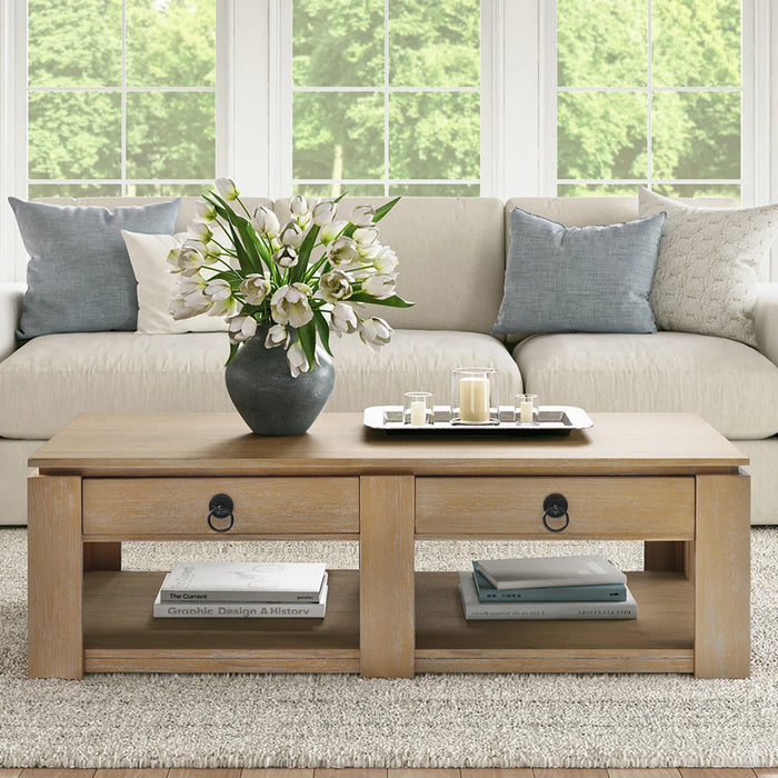Jorge 54" Modern Rustic 4-Drawers Farmhouse Coffee Table - Color Natural - CTCS1280-NAT