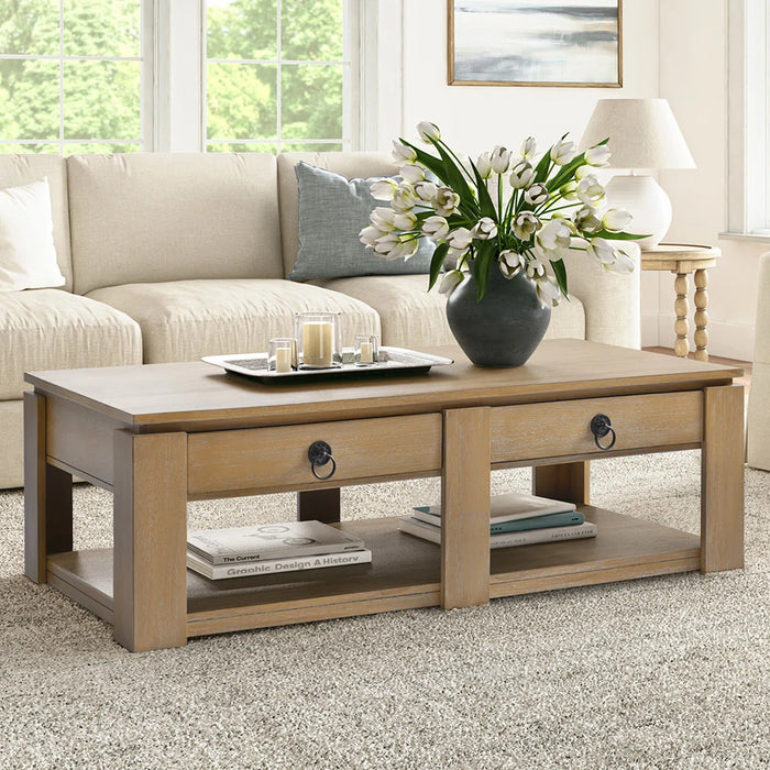 Jorge 54" Modern Rustic 4-Drawers Farmhouse Coffee Table - Color Natural - CTCS1280-NAT