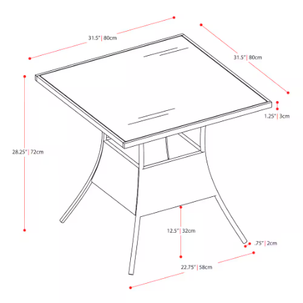 Corliving Parksville Patio Square Dining Table in Black