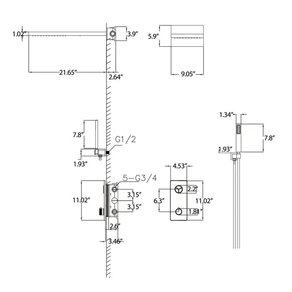 Rbrohant Thermostatic Shower System in Matte Black