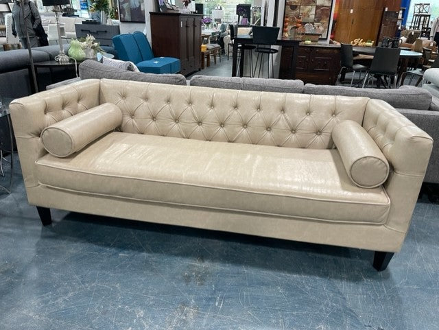 Beige Faux Leather Sofa