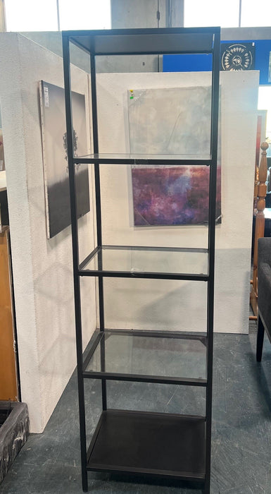 Black Bookshelf with Glass Shelves
