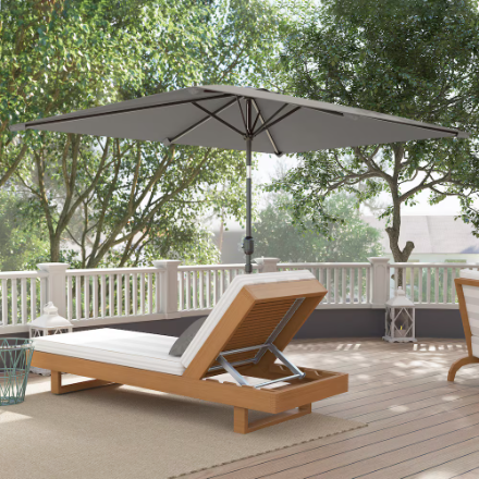 Outsunny Rectangle Aluminum Tilt Patio Umbrella in Light Grey