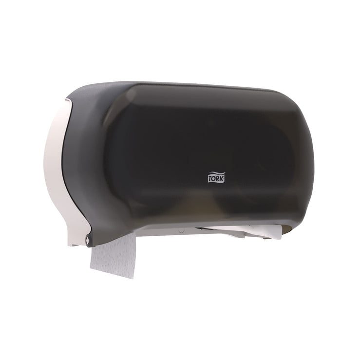 Tork Twin Jumbo Bath Tissue Roll Dispenser - Smoke Grey