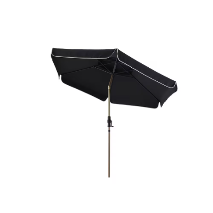 9 ft. Double Tier Tilt, Crank Patio Umbrella, Black with white trim (Used)