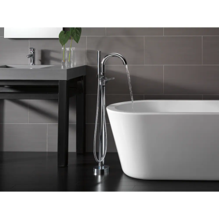 Delta Trinsic Floor Mount Tub Filler Trim in Chrome