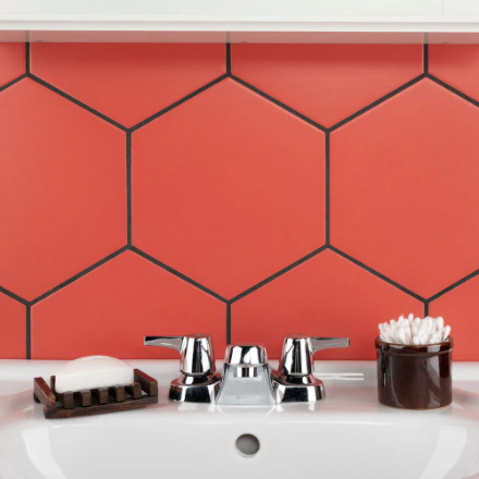 Merola Tile Textile Basic Hex Red 8-5/8-inch x 9-7/8-inch Porcelain Floor & Wall Tile (11.5 sq. ft./Case)
