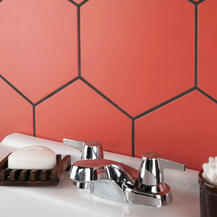 Merola Tile Textile Basic Hex Red 8-5/8-inch x 9-7/8-inch Porcelain Floor & Wall Tile (11.5 sq. ft./Case)