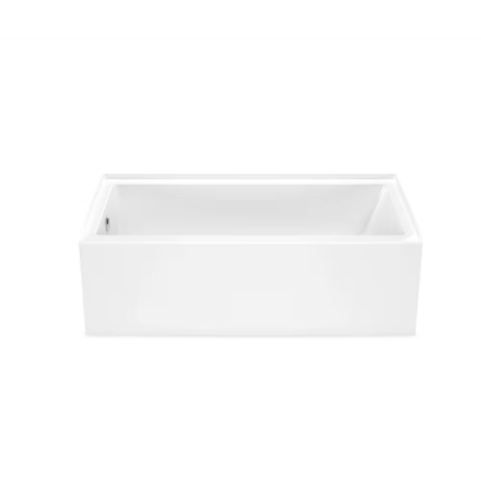 MAAX Bosca 60L x 30W x 20H Acrylic Alcove Bathtub in White with 14-inch Soaking Depth & Above-The-Floor-Rough, Left Drain (Out Of Box) (New)