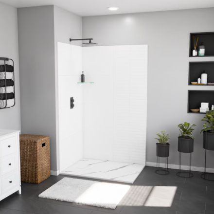 MAAX Stonea 48" L x 36" W Shower Base in White Marble