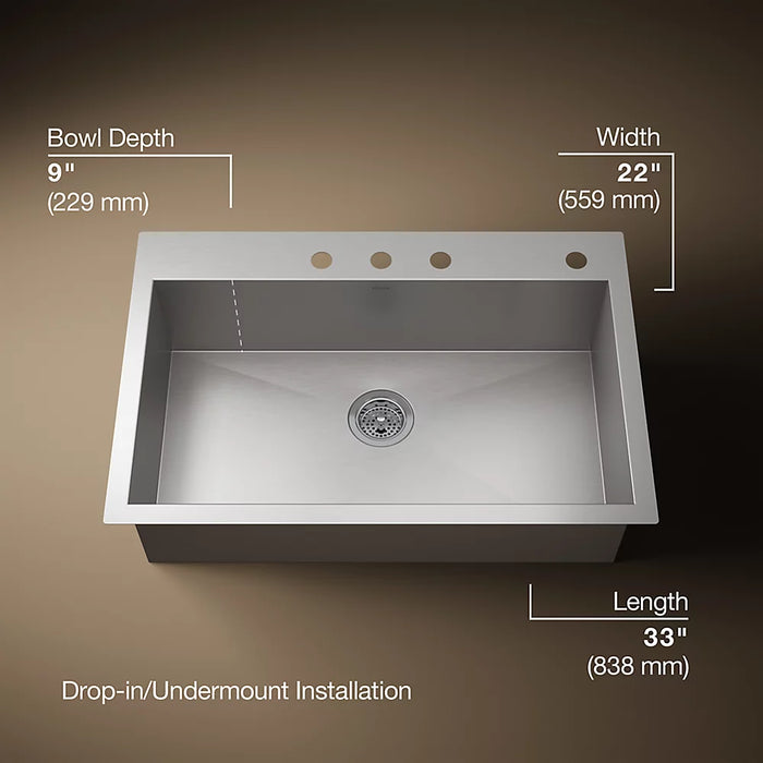 Kohler Vault 33" Top-Mount/Undermount Stainless Steel Kitchen Sink (New)