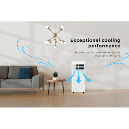 Vissani 8,500 BTU ASHRAE (5,000 BTU DOE/SACC) Portable Air Conditioner Cools 150 Sq. Ft. with Dehumidifier and Remote Control in White