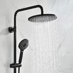 WELLFOR 4-Spray Wall Bar Shower Kit with 10-in Shower Head and Hand Shower in Matte Black (new)