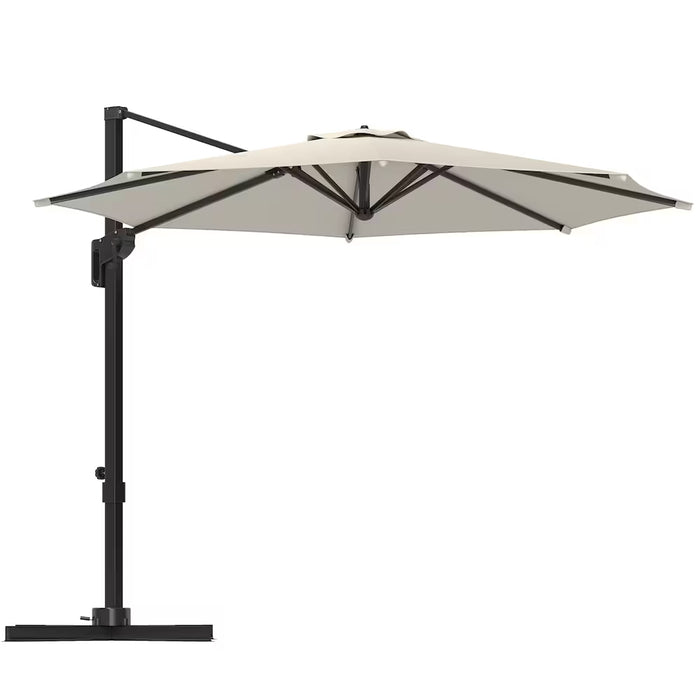 Outsunny 10' Offset Patio Umbrella 360° Cantilever Umbrella, White (New)