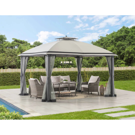 Hampton Bay Winfield 11 ft. x 13 ft. Soft Top Gazebo with Netting