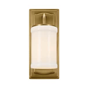 Natural Brass Wall Sconce with Opal Glass Shade