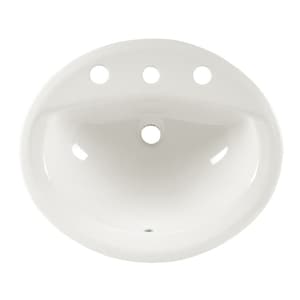 Oval Countertop 8" Widespread Bathroom Sink in White