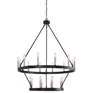 20-Light Wagon Wheel Chandelier