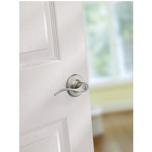 Satin Nickel Exterior Door Handle with Key