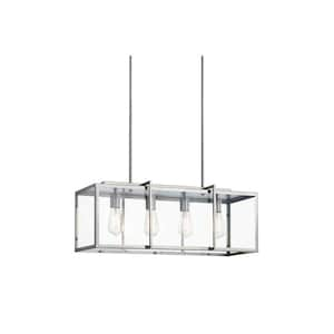 4-Light Brushed Nickel Rectangular Chandelier