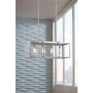 4-Light Brushed Nickel Rectangular Chandelier