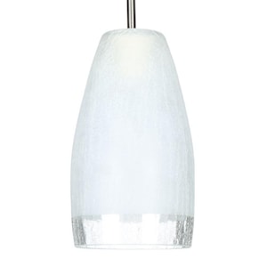 Matte Nickel Pendant Light with Crackle Glass