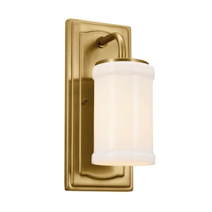 Natural Brass Wall Sconce with Opal Glass Shade
