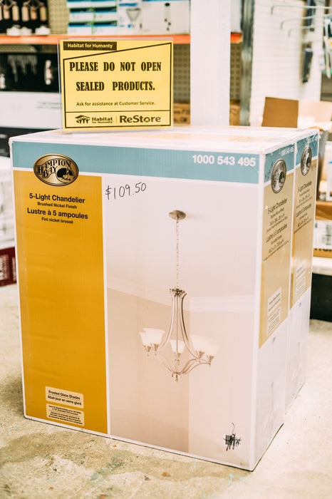 Hampton Bay 5-Light Chandelier Brushed Nickel Finish