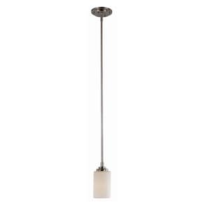 Brushed Nickel Cylinder Mini Pendant with Frosted Glass Shade