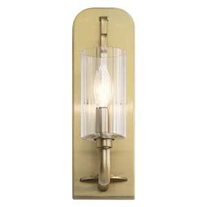 Brushed Natural Brass Sconce with Clear Glass
