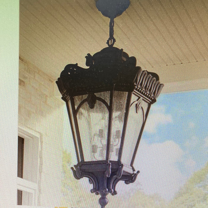 Kichler Tournai Outdoor Pendant – Cast Aluminum & Seedy Glass (new)