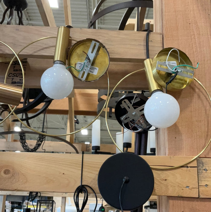 Gold Circle Light – Modern 1-Bulb Fixture, 15” Wide (new)
