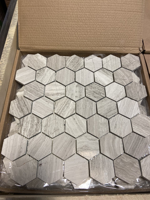 2" Hexagonal Stone Tile - Driftwood