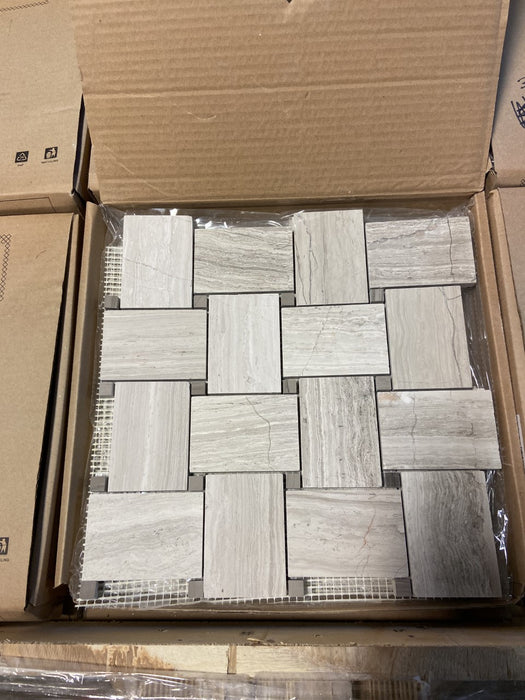 2" x 4" Basket Weave Marble Tile - Driftwood
